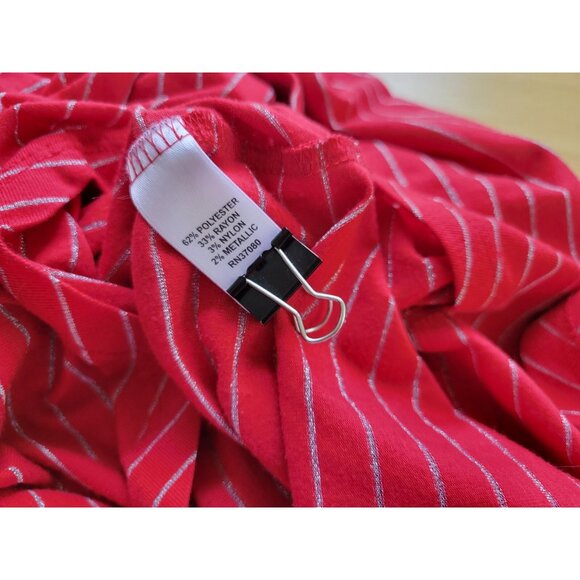 Cato Womens Top 3X Plus Tunic Long Sleeve Knit Red Stripe Sheer STR113XE - Picture 8 of 9